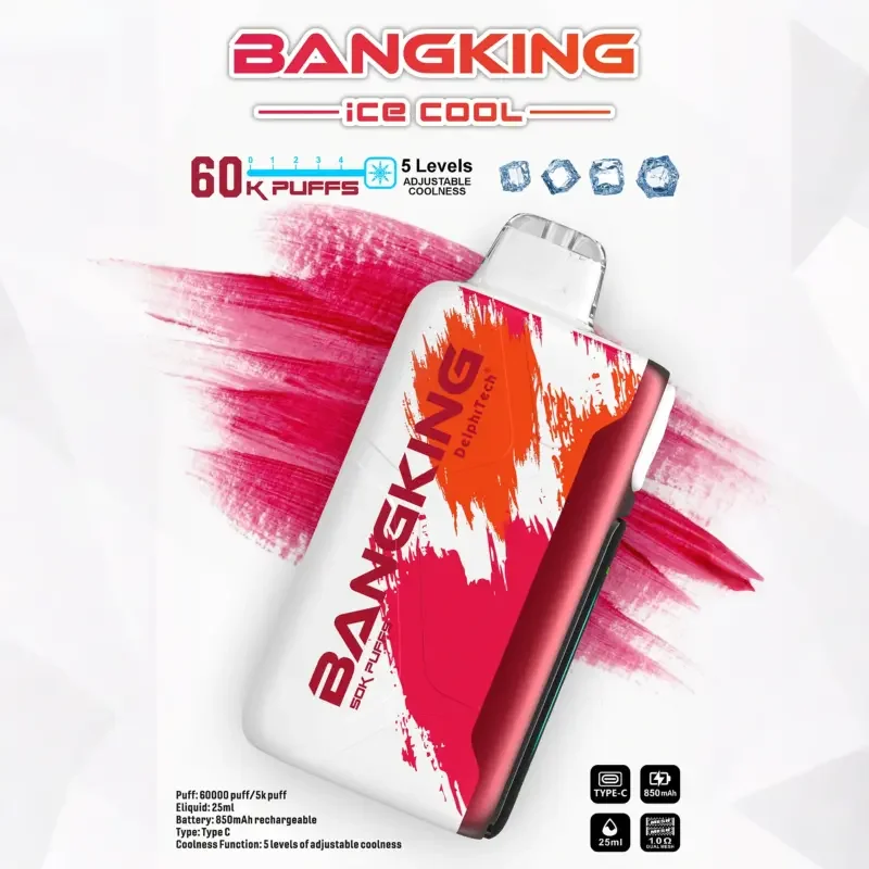 【王嘉爾同款】Bang King 60000口拋棄式電子煙 | 5段冰感調節 | 超大容量續航
